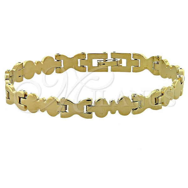 Oro Laminado Solid Bracelet, Gold Filled Style Diamond Cutting Finish, Golden Finish, 03.102.0006 (08 MM Thickness, 8 Inches Length)