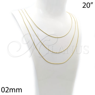 Oro Laminado Basic Necklace, Gold Filled Style Rat Tail Design, Polished, Golden Finish, 5.223.031.20 (02 MM for wholesale, main product view