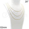 Oro Laminado Basic Necklace, Gold Filled Style Rat Tail Design, Polished, Golden Finish, 5.223.031.20 (02 MM Thickness, 20 Inches Length)
