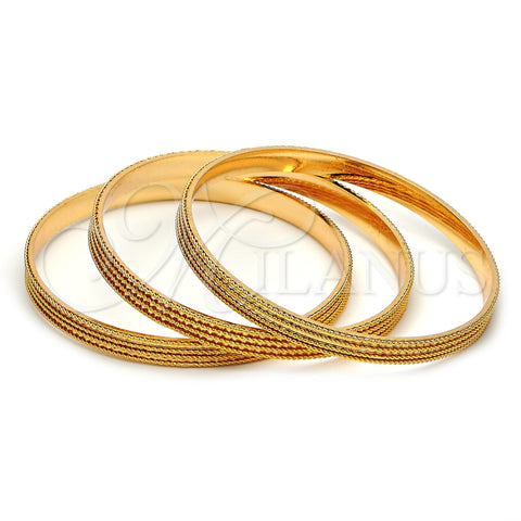 Gold Plated Trio Bangle, Diamond Cutting Finish, Golden Finish, 03.53.0001.05 (03 MM Thickness, Size 5 (2.50 Diameter))