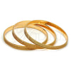Gold Plated Trio Bangle, Diamond Cutting Finish, Golden Finish, 03.53.0001.05 (03 MM Thickness, Size 5 (2.50 Diameter))