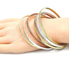 Gold Plated Semanario Bangle, Diamond Cutting Finish, Tricolor, 03.53.0005.05 (03 MM Thickness, Size 5 (2.50 Diameter))