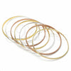 Gold Plated Semanario Bangle, Diamond Cutting Finish, Tricolor, 03.53.0005.05 (03 MM Thickness, Size 5 (2.50 Diameter))