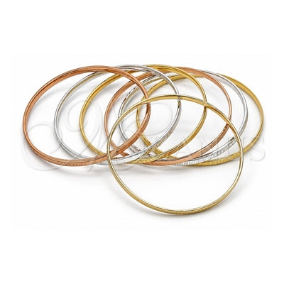 Gold Plated Semanario Bangle, Diamond Cutting Finish, Tricolor, 03.53.0005.05 (03 MM Thickness, Size 5 (2.50 Diameter))