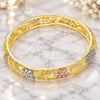 Gold Plated Individual Bangle, Heart Design, Diamond Cutting Finish, Tricolor, 03.53.0006.05 (13 MM Thickness, Size 5 (2.50 Diameter))
