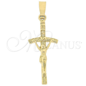 Oro Laminado Religious Pendant, Gold Filled Style Crucifix Design, Polished, Golden Finish, 5.192.020