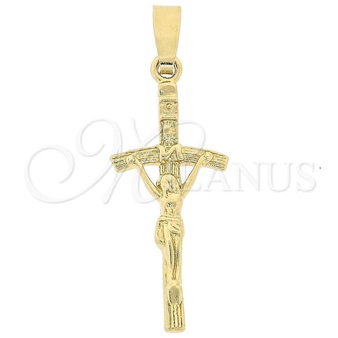 Oro Laminado Religious Pendant, Gold Filled Style Crucifix Design, Polished, Golden Finish, 5.192.020