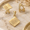 Oro Laminado Earring and Pendant Adult Set, Gold Filled Style Jesus Design, Polished, Golden Finish, 5.053.012