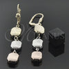 Oro Laminado Long Earring, Gold Filled Style Diamond Cutting Finish, Tricolor, 5.114.014