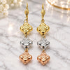 Oro Laminado Long Earring, Gold Filled Style Diamond Cutting Finish, Tricolor, 5.114.015