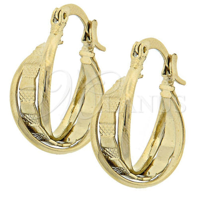 Oro Laminado Small Hoop, Gold Filled Style Twist Design, Diamond Cutting Finish, Golden Finish, 5.156.012 for wholesale, main product view