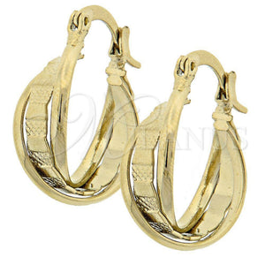 Oro Laminado Small Hoop, Gold Filled Style Twist Design, Diamond Cutting Finish, Golden Finish, 5.156.012
