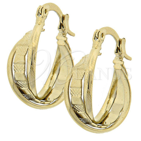 Oro Laminado Small Hoop, Gold Filled Style Twist Design, Diamond Cutting Finish, Golden Finish, 5.156.012