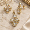 Oro Laminado Earring and Pendant Adult Set, Gold Filled Style with White Micro Pave and White Cubic Zirconia, Polished, Golden Finish, 10.156.0051