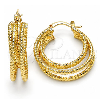 Oro Laminado Small Hoop, Gold Filled Style Diamond Cutting Finish, Golden Finish, 02.96.0032