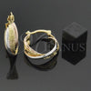 Oro Laminado Small Hoop, Gold Filled Style Twist Design, Diamond Cutting Finish, Tricolor, 02.96.0027