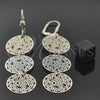 Oro Laminado Long Earring, Gold Filled Style Flower Design, Diamond Cutting Finish, Tricolor, 5.082.013