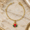Oro Laminado Charm Bracelet, Gold Filled Style Flower Design, Multicolor Enamel Finish, Golden Finish, 03.16.0011 (6 Inches Length)