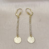Oro Laminado Long Earring, Gold Filled Style with White Crystal, Diamond Cutting Finish, Golden Finish, 5.068.004