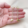 Oro Laminado Long Earring, Gold Filled Style Elephant Design, with White Crystal, Polished, Golden Finish, 5.068.010