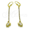 Oro Laminado Long Earring, Gold Filled Style Elephant Design, with White Crystal, Polished, Golden Finish, 5.074.014
