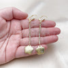 Oro Laminado Long Earring, Gold Filled Style Flower Design, with White Crystal, Matte Finish, Golden Finish, 5.101.003