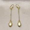 Oro Laminado Long Earring, Gold Filled Style with White Crystal, Polished, Golden Finish, 5.104.008