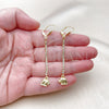 Oro Laminado Long Earring, Gold Filled Style Elephant Design, with White Crystal, Polished, Golden Finish, 5.108.001