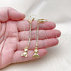 Oro Laminado Long Earring, Gold Filled Style Teddy Bear Design, with White Crystal, Polished, Golden Finish, 5.110.002
