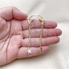 Oro Laminado Long Earring, Gold Filled Style Star Design, with White Crystal, Diamond Cutting Finish, Golden Finish, 5.111.013