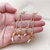 Oro Laminado Long Earring, Gold Filled Style Shoes Design, with White Crystal, Polished, Golden Finish, 5.067.010