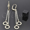 Oro Laminado Long Earring, Gold Filled Style with White Crystal, Diamond Cutting Finish, Golden Finish, 5.071.006