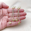 Oro Laminado Long Earring, Gold Filled Style Elephant Design, with White Crystal, Polished, Golden Finish, 5.105.002