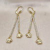 Oro Laminado Long Earring, Gold Filled Style Elephant Design, with White Crystal, Polished, Golden Finish, 5.105.002