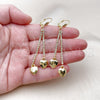 Oro Laminado Long Earring, Gold Filled Style Heart Design, with White Crystal, Polished, Golden Finish, 5.107.004