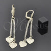 Oro Laminado Long Earring, Gold Filled Style Heart Design, with White Crystal, Polished, Golden Finish, 5.107.006