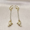 Oro Laminado Long Earring, Gold Filled Style Bird Design, with White Crystal, Polished, Golden Finish, 5.088.003