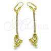 Oro Laminado Long Earring, Gold Filled Style Bird Design, with White Crystal, Polished, Golden Finish, 5.088.003
