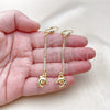 Oro Laminado Long Earring, Gold Filled Style Dolphin Design, with White Crystal, Polished, Golden Finish, 5.089.008