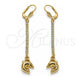 Oro Laminado Long Earring, Gold Filled Style Dolphin Design, with White Crystal, Polished, Golden Finish, 5.089.008