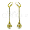 Oro Laminado Long Earring, Gold Filled Style Dolphin Design, with White Crystal, Polished, Golden Finish, 5.089.008