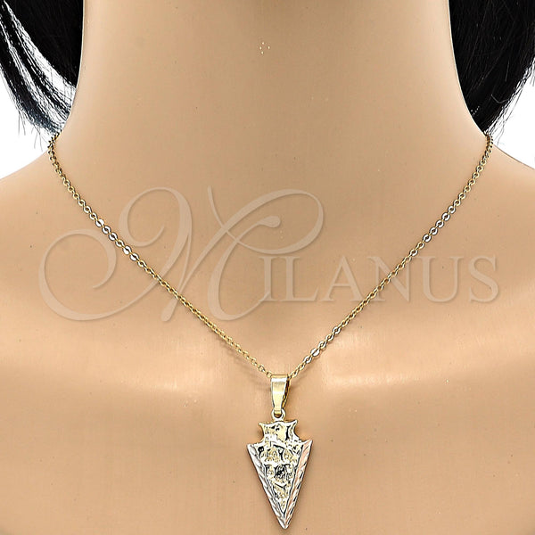 Oro Laminado Fancy Pendant, Gold Filled Style Diamond Cutting Finish, Tricolor, 5.182.041