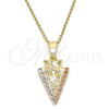 Oro Laminado Fancy Pendant, Gold Filled Style Diamond Cutting Finish, Tricolor, 5.182.041