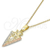 Oro Laminado Fancy Pendant, Gold Filled Style Diamond Cutting Finish, Tricolor, 5.182.041