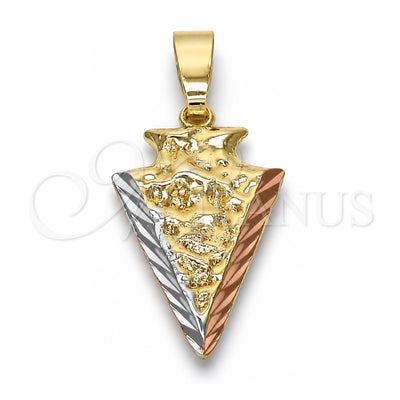 Oro Laminado Fancy Pendant, Gold Filled Style Diamond Cutting Finish, Tricolor, 5.182.041