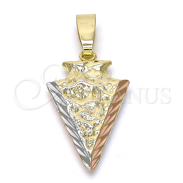 Oro Laminado Fancy Pendant, Gold Filled Style Diamond Cutting Finish, Tricolor, 5.182.041