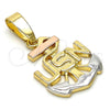 Oro Laminado Fancy Pendant, Gold Filled Style Anchor Design, Polished, Tricolor, 5.183.028