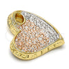 Oro Laminado Fancy Pendant, Gold Filled Style Heart Design, Diamond Cutting Finish, Tricolor, 5.181.022