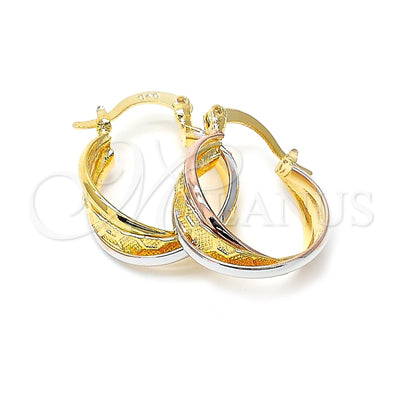 Oro Laminado Small Hoop, Gold Filled Style Diamond Cutting Finish, Tricolor, 5.157.025 for wholesale, main product view
