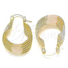 Oro Laminado Small Hoop, Gold Filled Style Twist Design, Diamond Cutting Finish, Tricolor, 5.158.010.20